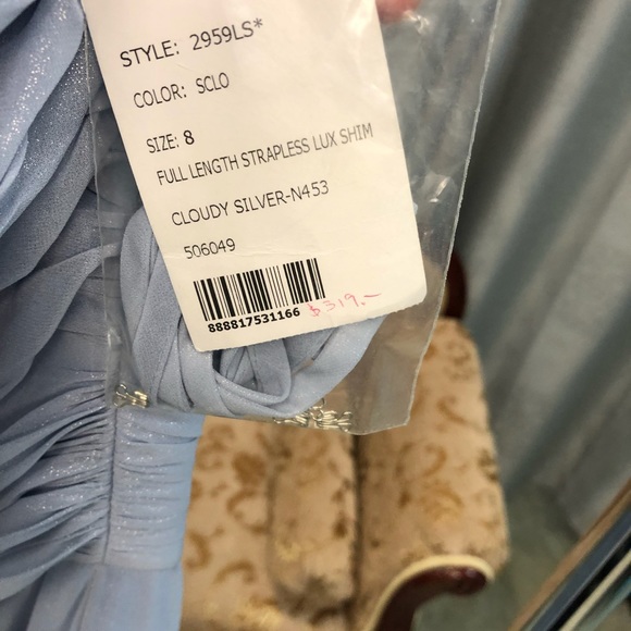 Dessy Lux Shimmer Chiffon Bridesmaid Dress Ruched - Picture 8 of 13